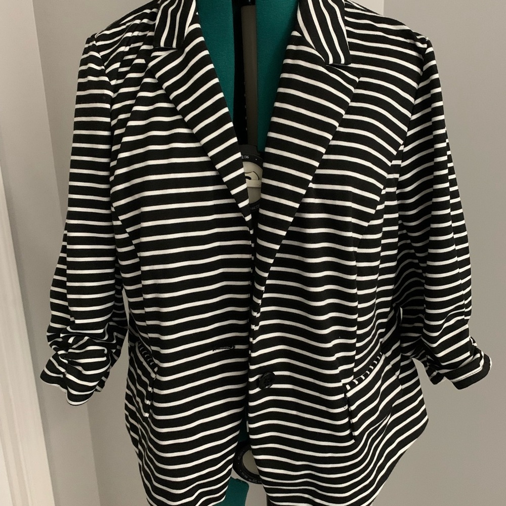 Black and White Striped Women's Blazer
